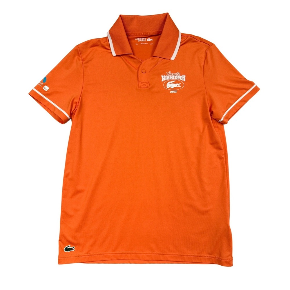 Lacoste Polo Shirt Mens‎ Medium Orange Miami Open 2025 Tennis Sport Performance
